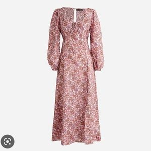J. Crew Size 8 Sweetheart Pink Floral Long-Sleeve Midi Dress